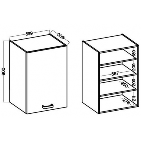 Szafka kuchenna wisząca wysoka 60 cm AVIO lamel 60 G-90 1F